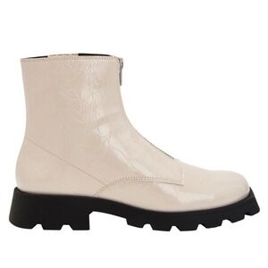 NIB Katy Perry Daarling Combat Boot Chalk Cream Wrinkle Patent‎ Women's Size 5